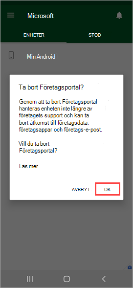 Skärmbild av Företagsportal app