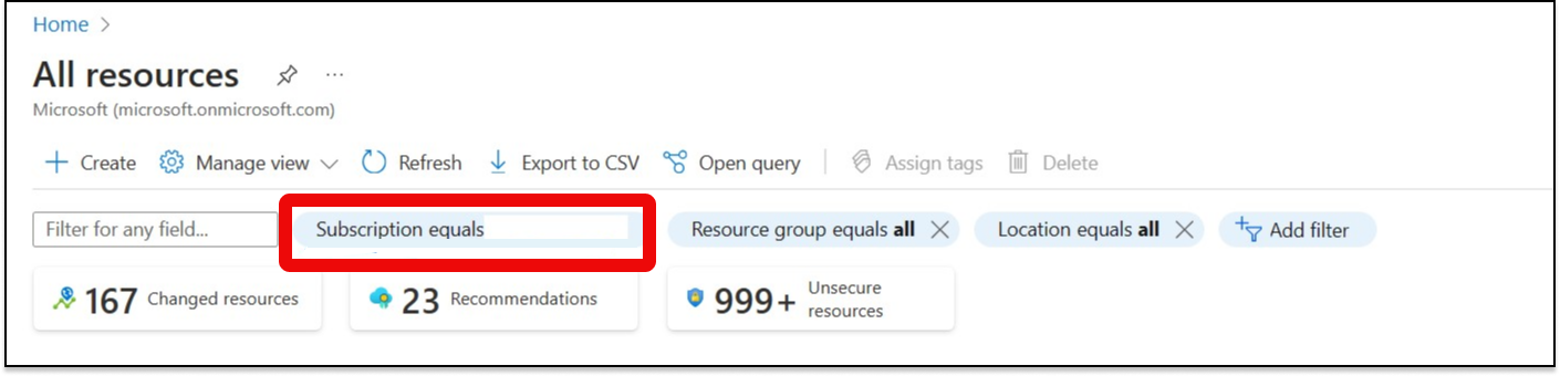 Välj prenumeration i Azure