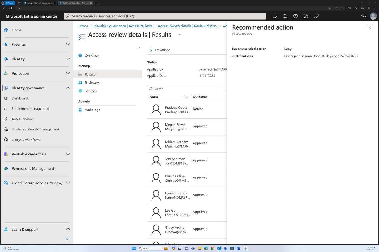 Microsoft Entra admin center access reviews.