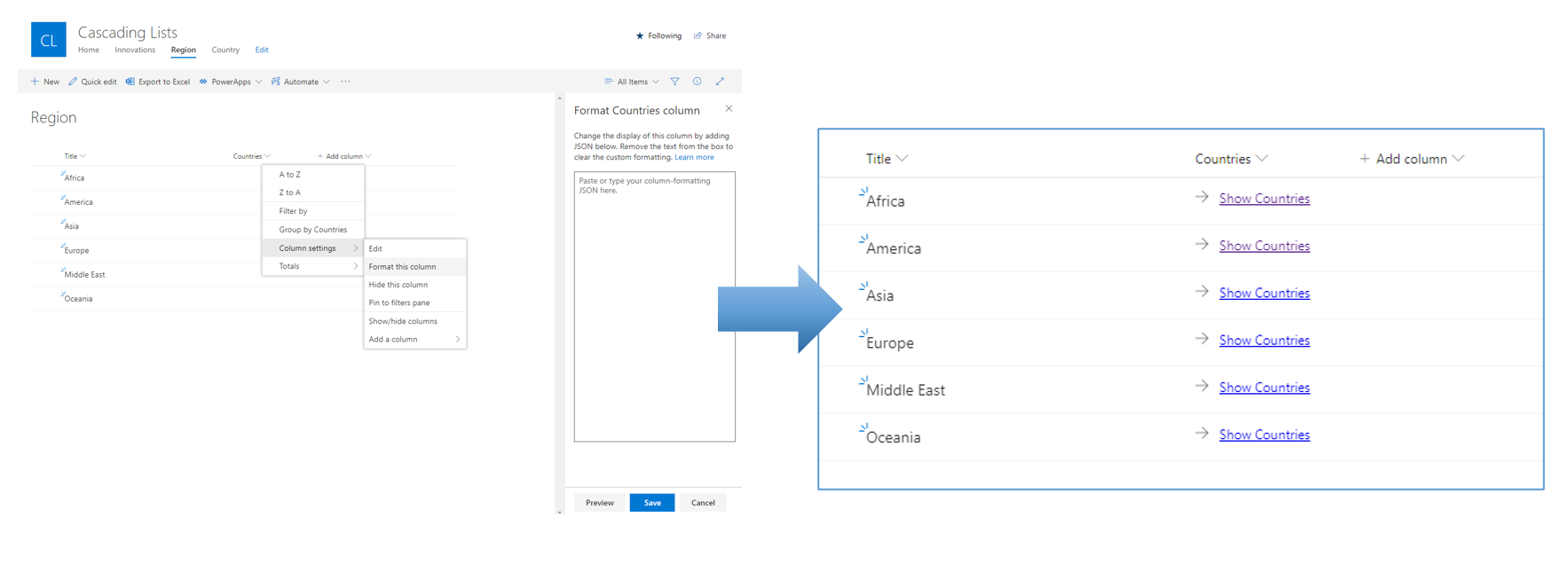 Demo Cascading JSON Formatting