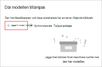 Skärmbild av avsnittet Där modellen används med alternativet Lägg till bibliotek markerat.