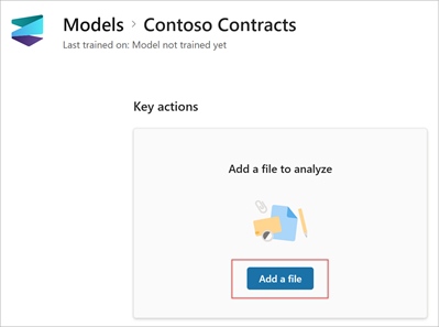 Skärmbild av sidan nya modeller som visar avsnittet Lägg till en fil som ska analyseras.