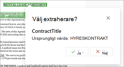 Skärmbild av rutan Välj extraktor på informationssidan för extraktor.