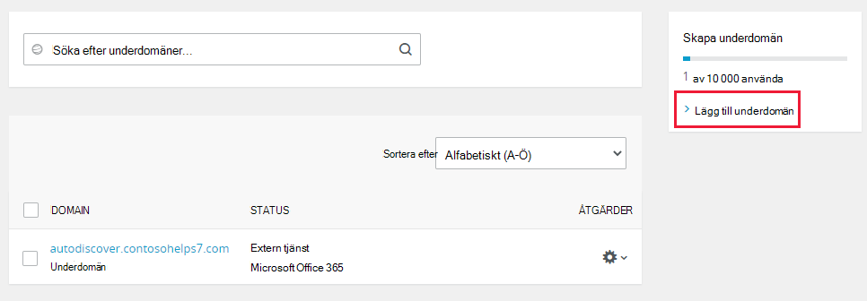 Välj Lägg till underdomäner.