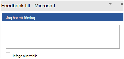 Skärmbild: Textfält för att ange feedbackförslag till Microsoft