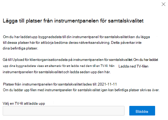 Lägg till platser från instrumentpanelen för samtalskvalitet.