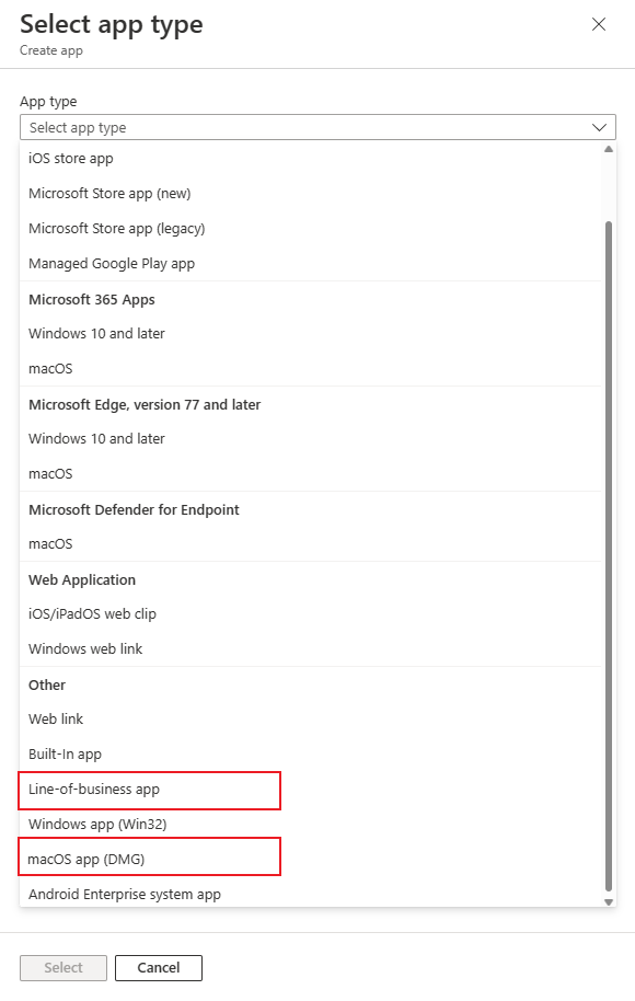 Intune apptyper