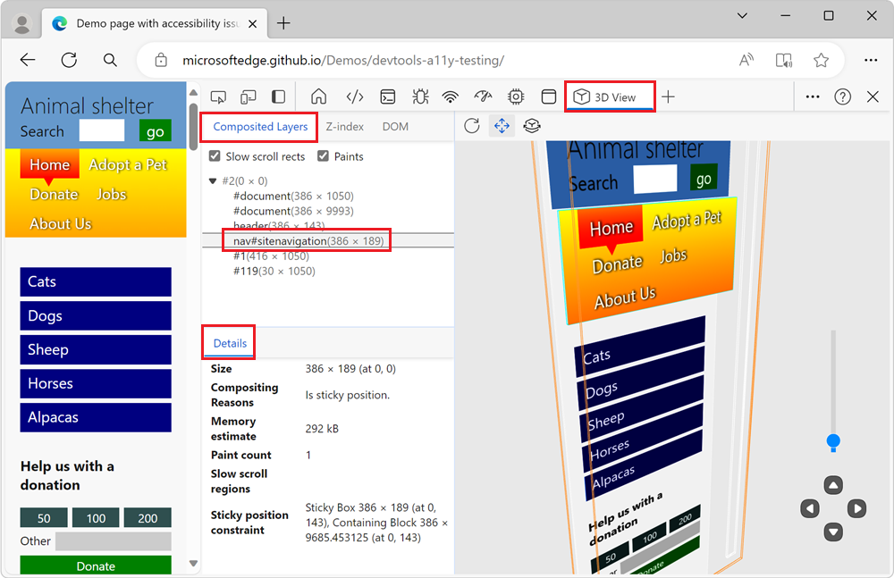 The Composited Layers tab