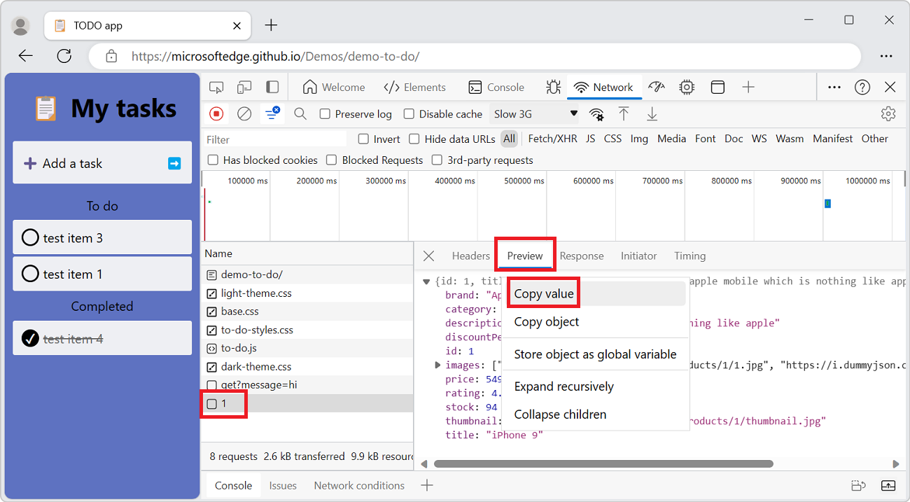 The Copy Value right-click command