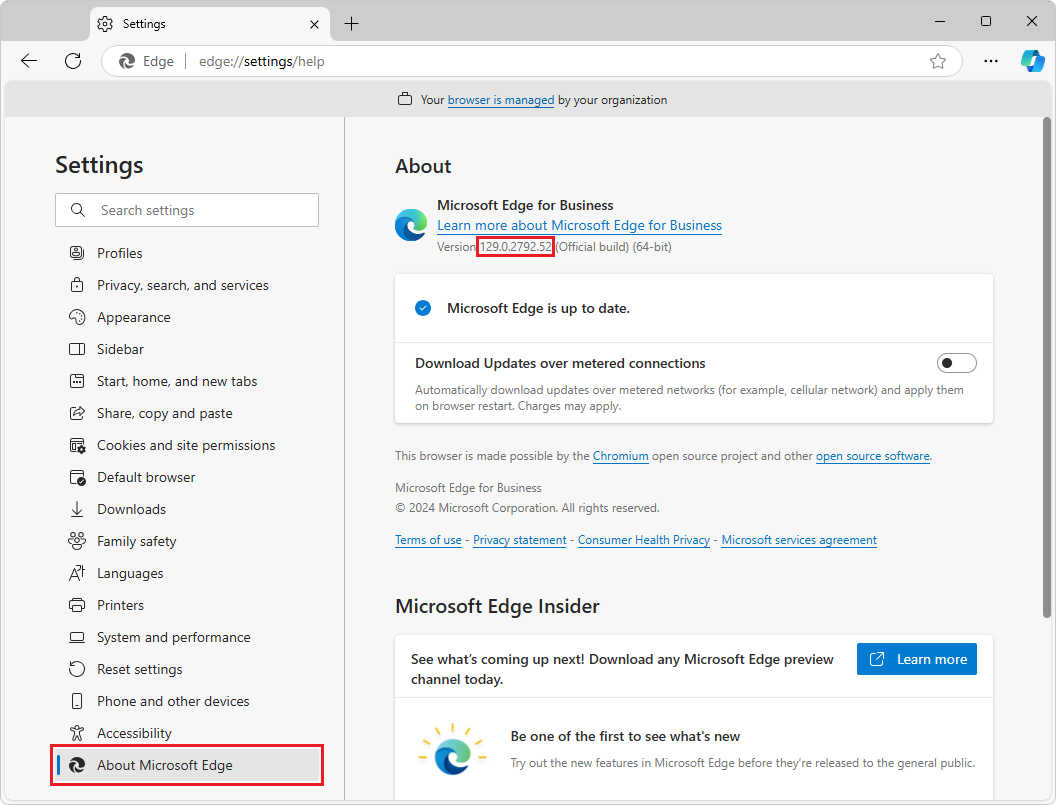 The build number for Microsoft Edge on September 28, 2024