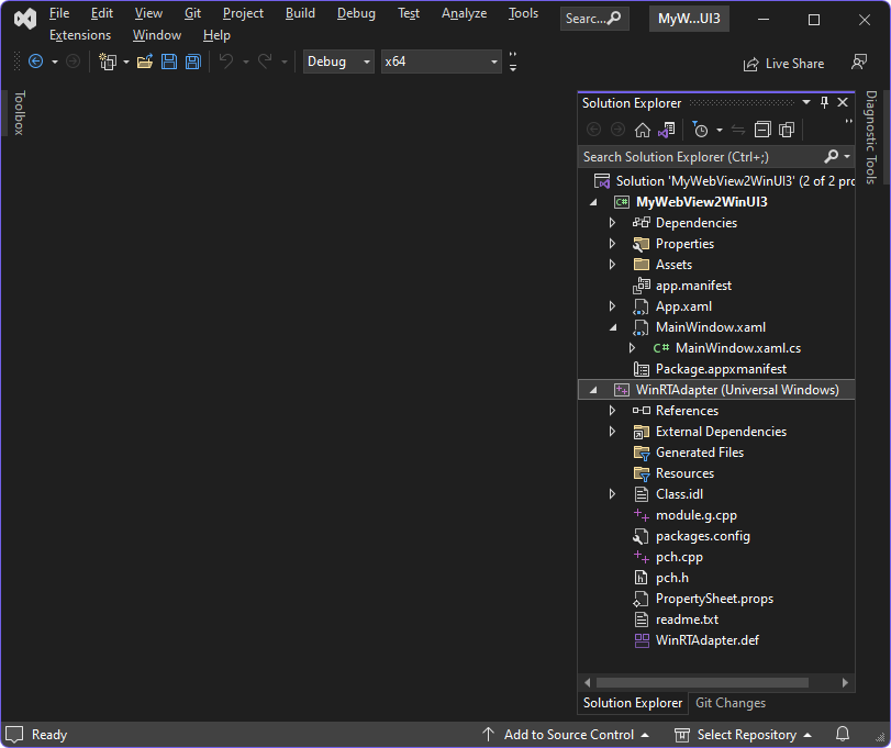 The newly created WinRTAdapter project (if a WinUI 3 solution)