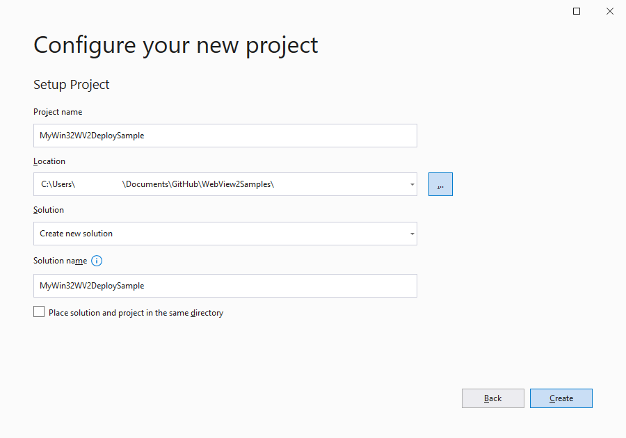 Configure new project