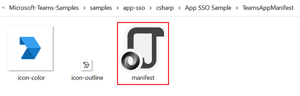 Screenshot of Manifest folder with the manifest file highlighted in red.