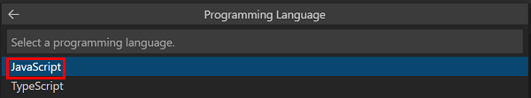 Screenshot shows the option to select the programming language.