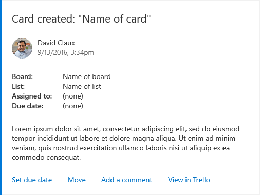 An example Trello card.