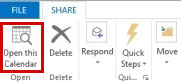 Skärmbild som visar att fliken Öppna denna kalender är markerad.