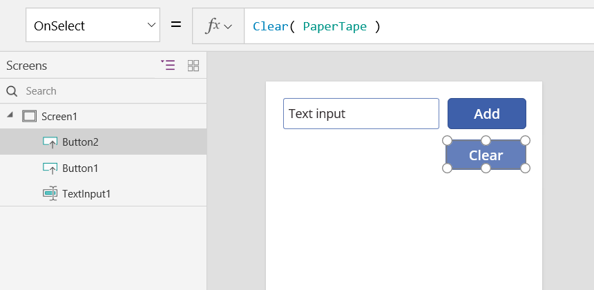 OnVälj egenskapen för knappen Rensa.