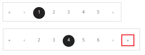 Alternativ för att hoppa till sista sidan är tillgängligt när antalet sidor är fem eller färre.