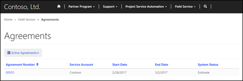 Visa avtal i en partner-portal.