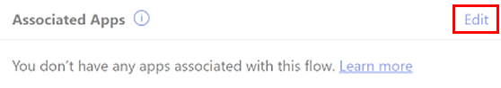 Skärmbild där knappen Redigera visas på panelen Associerade appar.