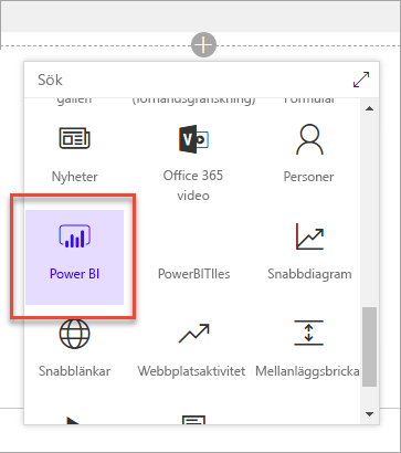 Skärmbild av avsnittet Dataanalys som visar att Power BI har valts.