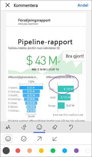 Kommentera och dela i mobilapparna