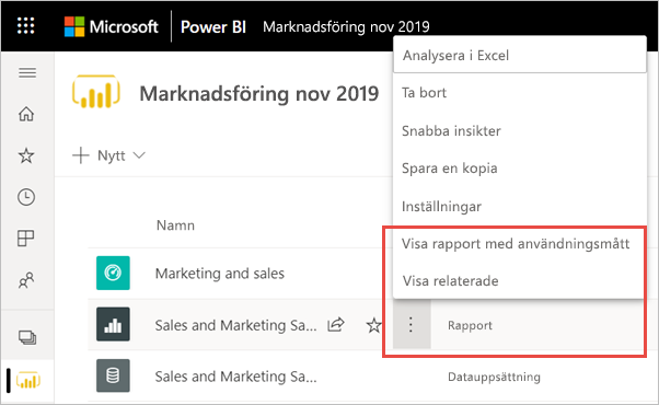 Skärmbild av steg för att visa användningsstatistik.