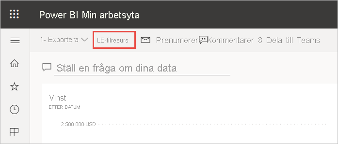 Skärmbild av dialogrutan Dela instrumentpanel