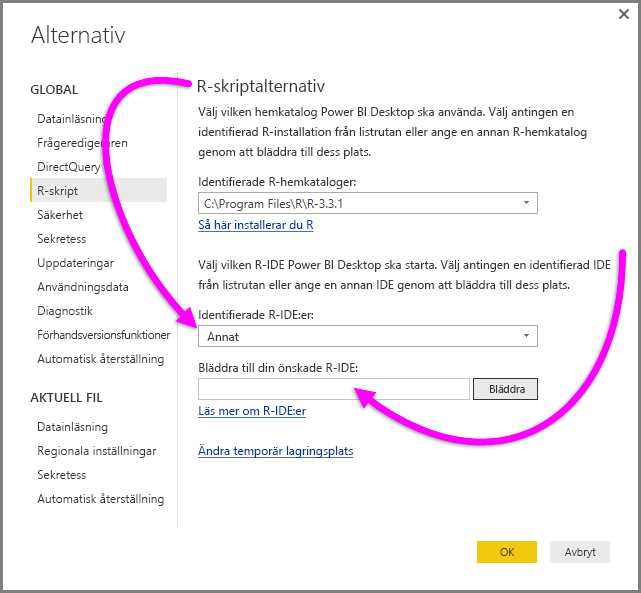 Screenshot of the Options dialog, showing Other is entered in the Detected R I D E field to enter a preferred R I D E.