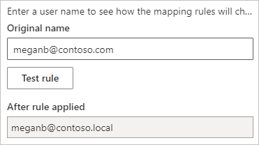  Skärmbild av testning av en mappningsregel.