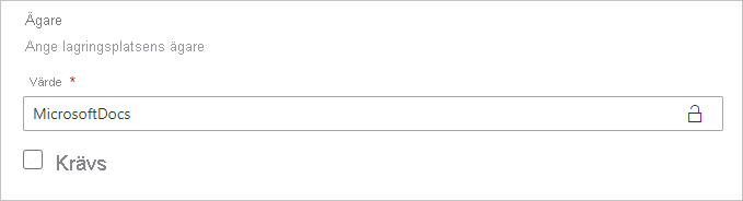 Skärmbild av ett ändringsbart standardparametervärde.