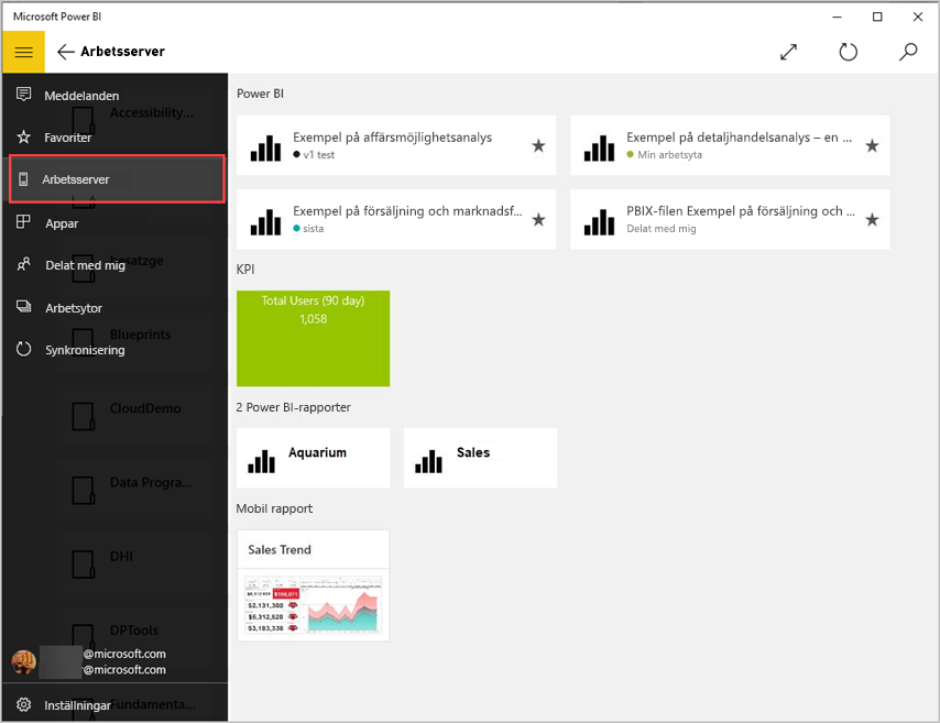 Server in nav pane