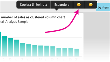Skärmbild av ett stapeldiagram som visar en feedback med en pekare mot ett smiley-ansikte.