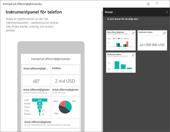 Telefonvy på instrumentpanelen