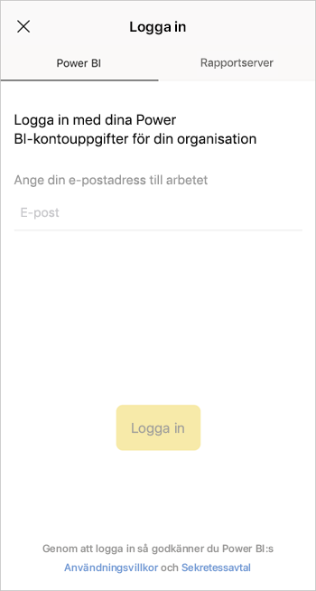 Logga in på Power BI-mobilappen