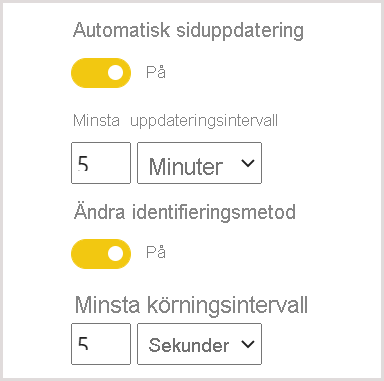 Inställningar för automatisk siduppdatering i kapacitetsadministratörsportalen