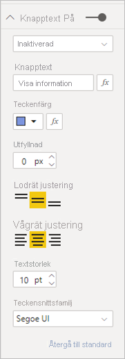 Skärmbild som visar en formaterad text med inaktiverad knapp.