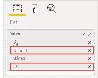 Skärmbild av ändring av datumhierarki till Datum.