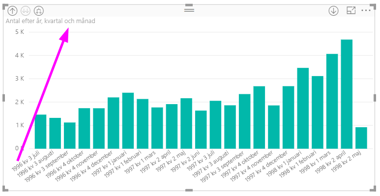 Skärmbild som visar det visuella objektet när Expandera alla har valts.