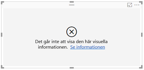 Skärmbild av felmeddelandet som visas på arbetsytan.