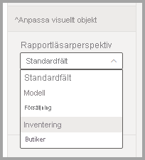 Skärmbild som visar listrutepilen för att se andra perspektiv.