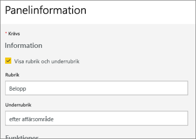 Skärmbild som visar dialogrutan Panelinformation.