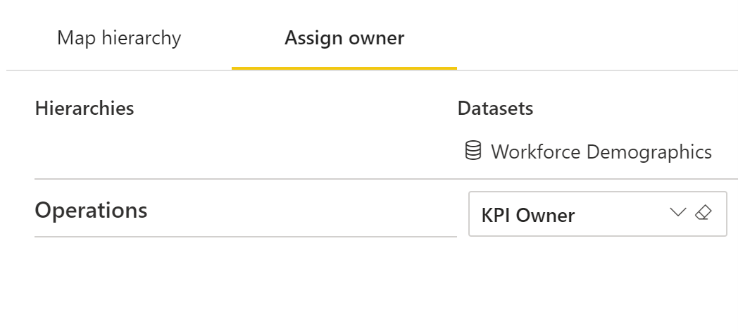 Skärmbild av användargränssnittet som visar hur du kan tilldela ägare från data.