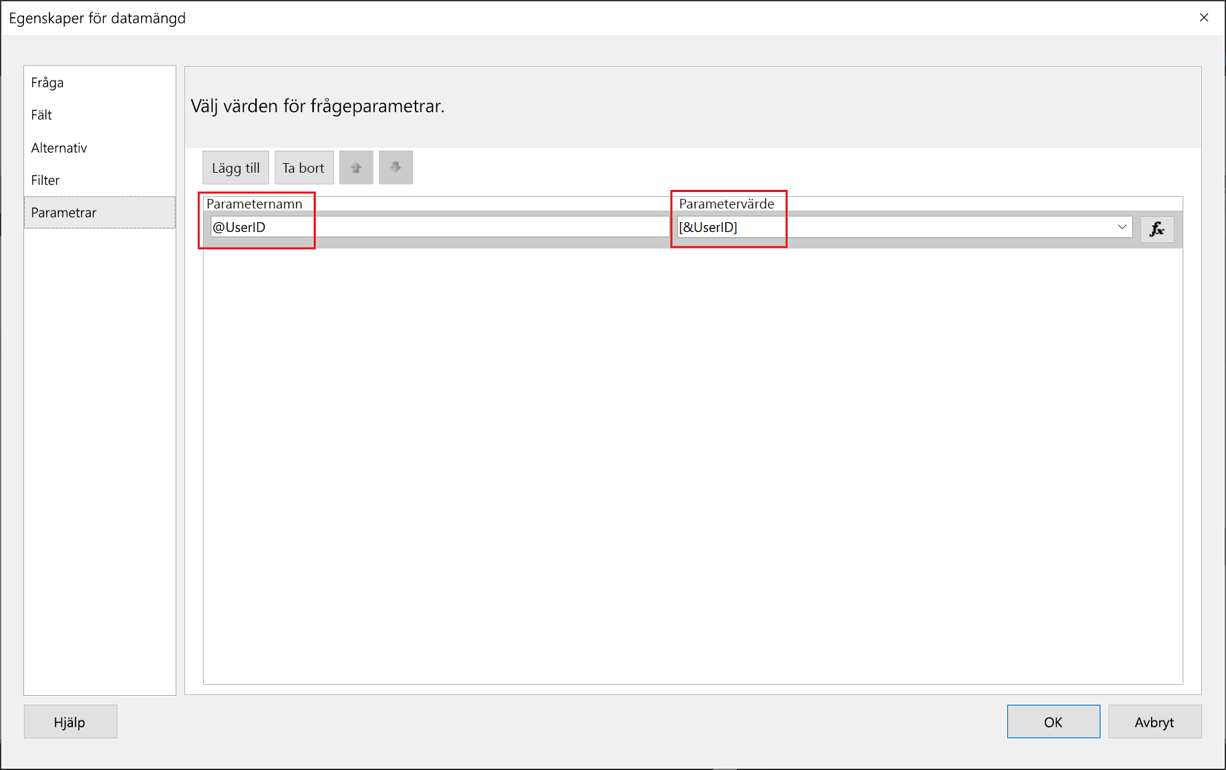 Power BI Report Builder-parameternamn