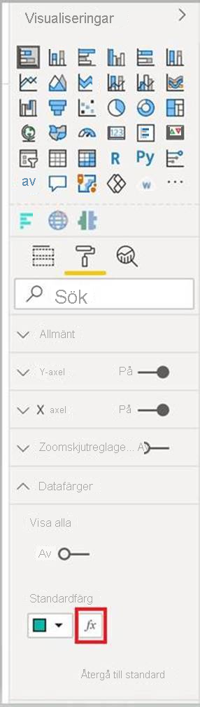 Skärmbild av knappen villkorsstyrd formatering, som visas i Power BI, bredvid den vanliga färgknappen.