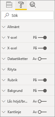 Skärmbild av objekt i fönstret Egenskap.