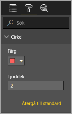 Screenshot of the final circle card visuals format pane elements.