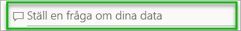 Skärmbild av Power BI-tjänst som visar frågerutan Q och A.