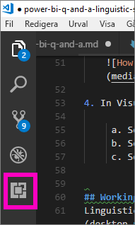 Screenshot of the left menu in Visual Studio Code with the Extensions icon highlighted.