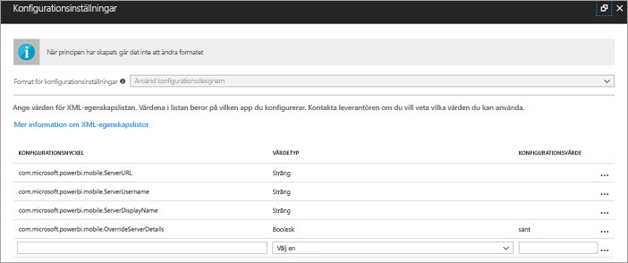 Intune configuration settings